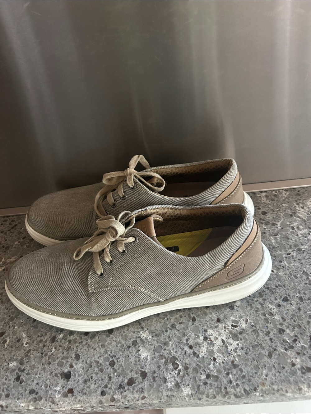 Skechers Men’s Gray Canvas Lace-Up Slip-On Sneakers